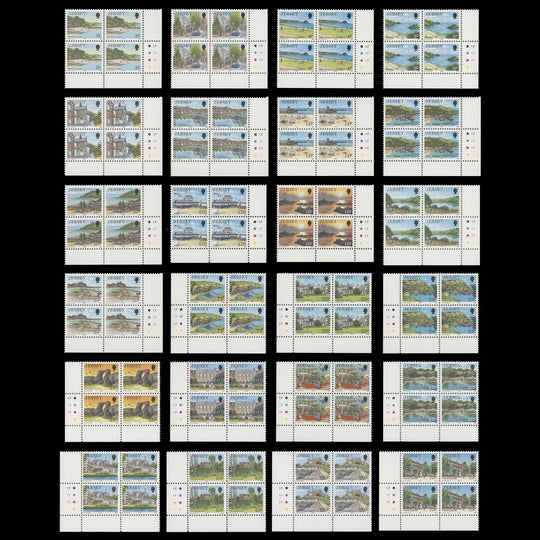 Jersey 1989 (MNH) Scenic Definitives plate 1F–1F–1F–1F blocks