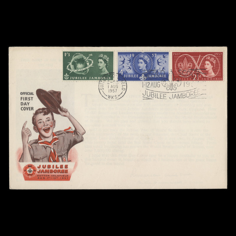 Great Britain 1957 Scout Jamboree first day cover, SUTTON COLDFIELD