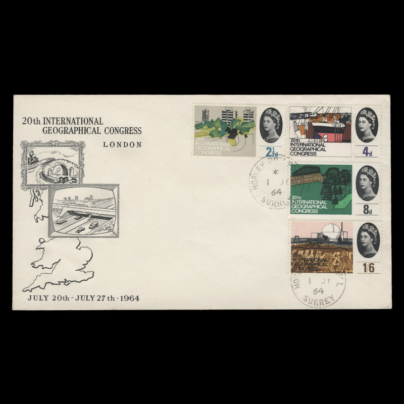 Great Britain 1964 (FDC) Geographical Congress ordinary, HORLEY