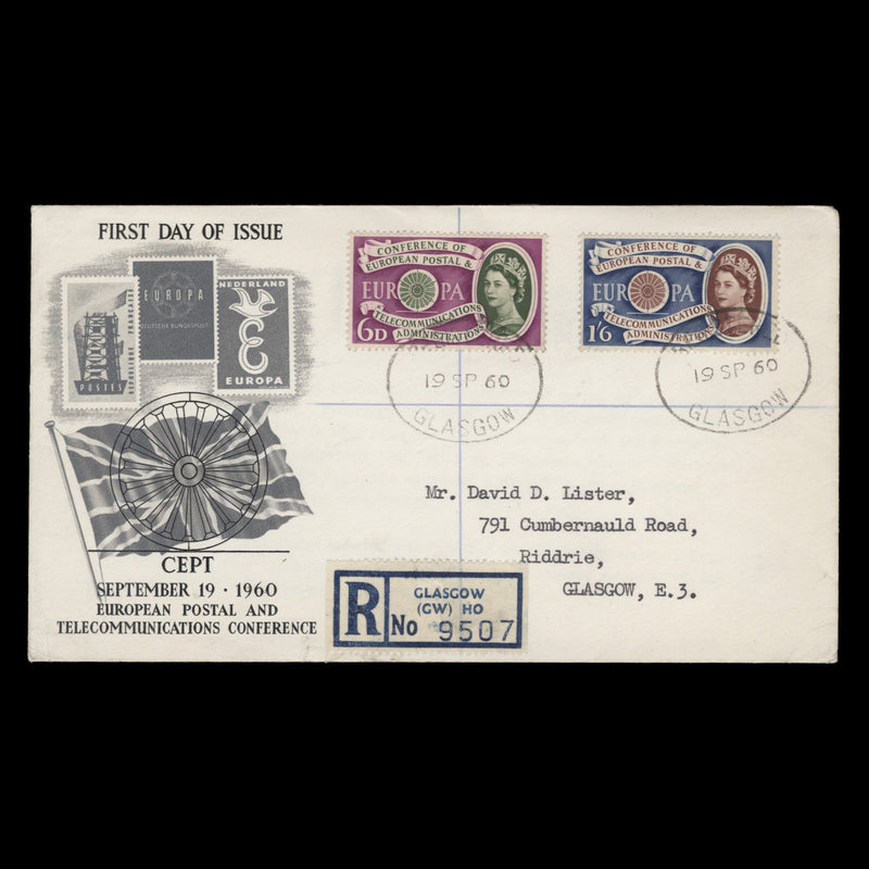 Great Britain 1960 CEPT first day cover, GLASGOW
