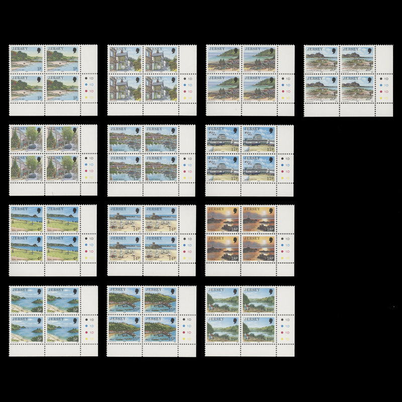 Jersey 1989 (MNH) Scenic Definitives plate 1D–1D–1D–1D blocks