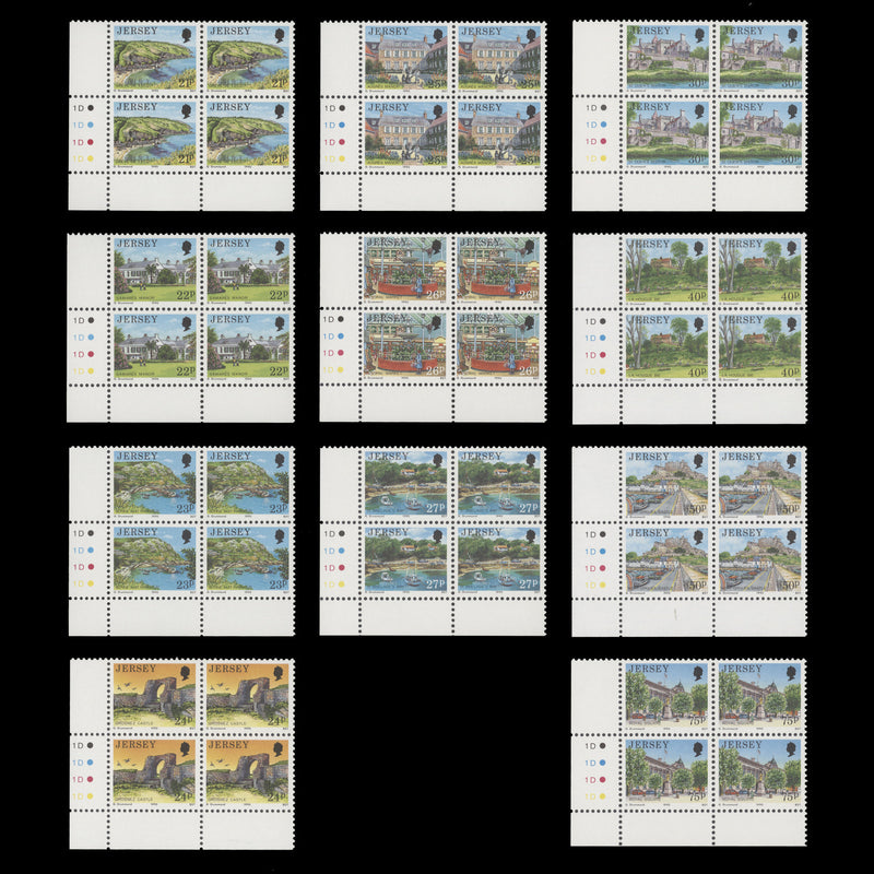 Jersey 1989 (MNH) Scenic Definitives plate 1D–1D–1D–1D blocks