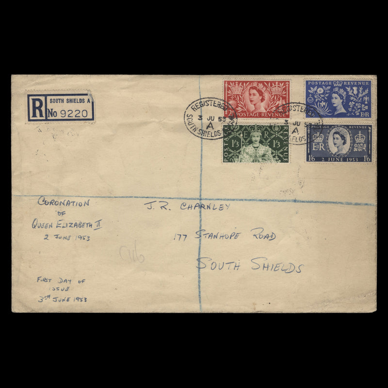 Great Britain 1953 Coronation first day cover, SOUTH SHIELDS