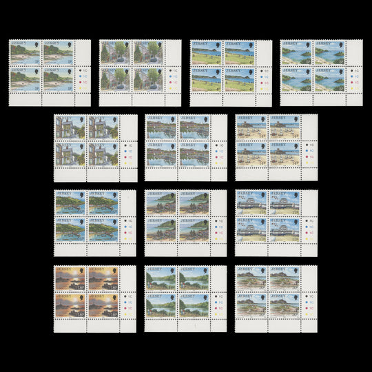 Jersey 1989 (MNH) Scenic Definitives plate 1C–1C–1C–1C blocks