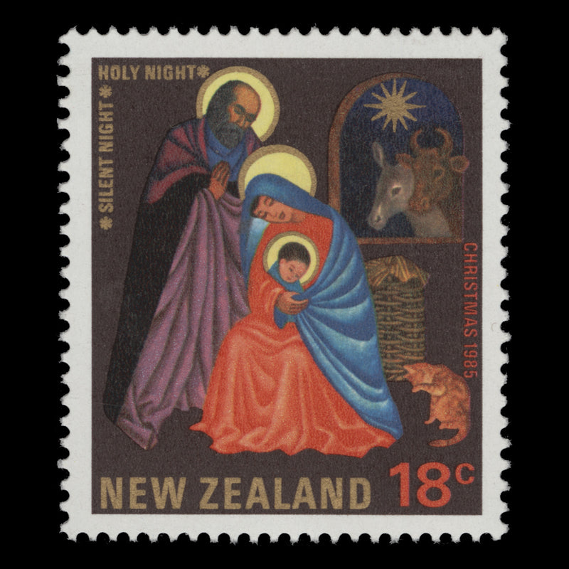 New Zealand 1985 (Variety) 18c Christmas partially missing magenta