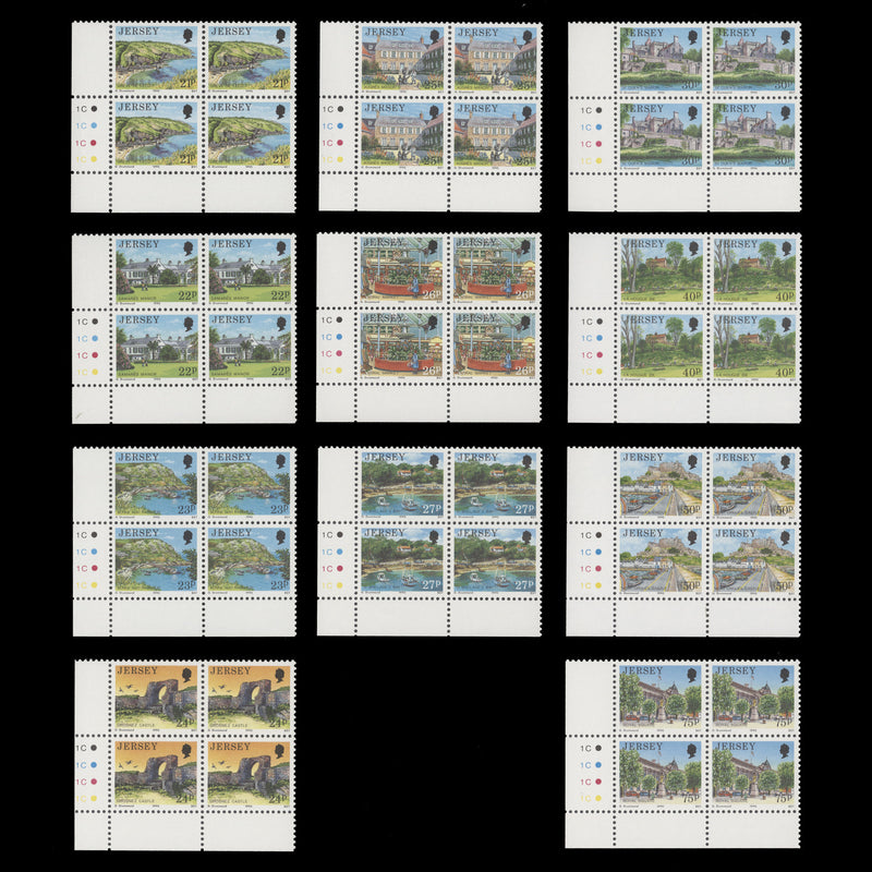 Jersey 1989 (MNH) Scenic Definitives plate 1C–1C–1C–1C blocks