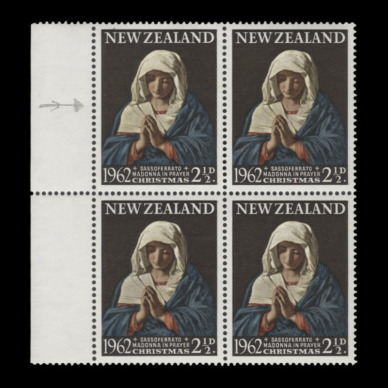 New Zealand 1962 (Variety) 2½d Christmas block with shoulder flaw