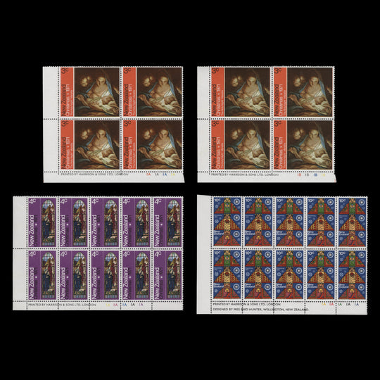 New Zealand 1971 (MNH) Christmas imprint/plate blocks