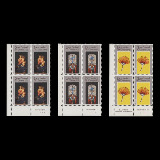 New Zealand 1972 (MNH) Christmas imprint/plate blocks