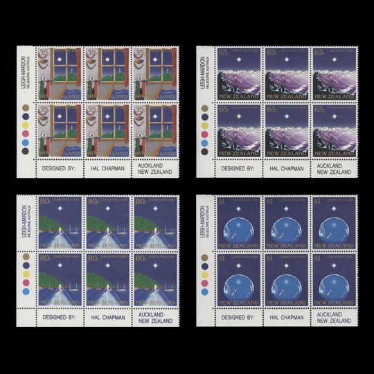 New Zealand 1989 (MNH) Christmas imprint/traffic light blocks