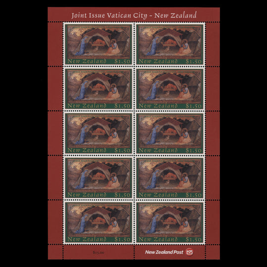 New Zealand 2002 (MNH) $1.50 Christmas joint-issue sheetlet
