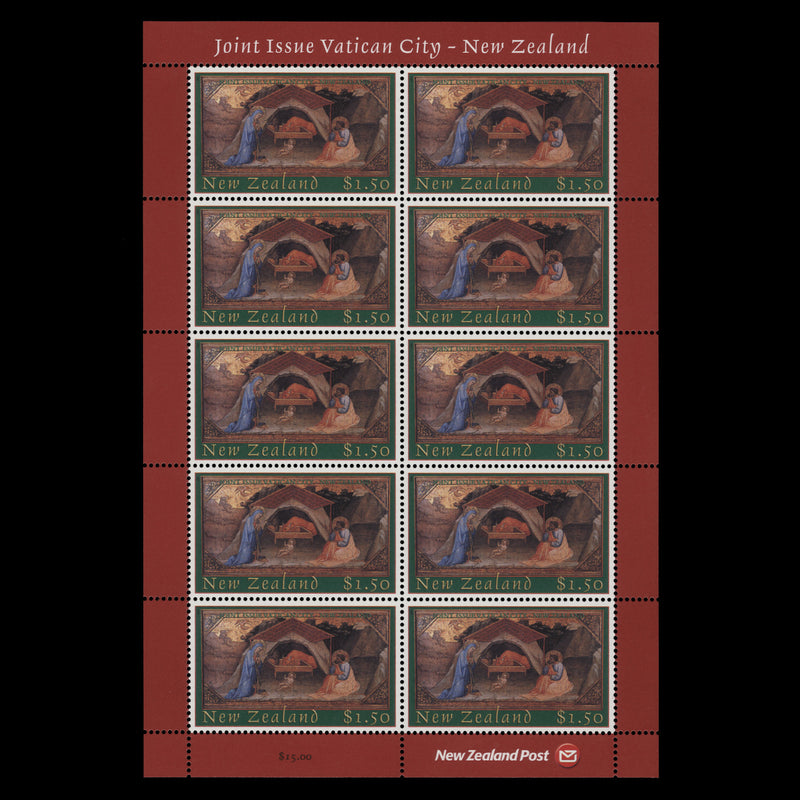 New Zealand 2002 (MNH) $1.50 Christmas joint-issue sheetlet