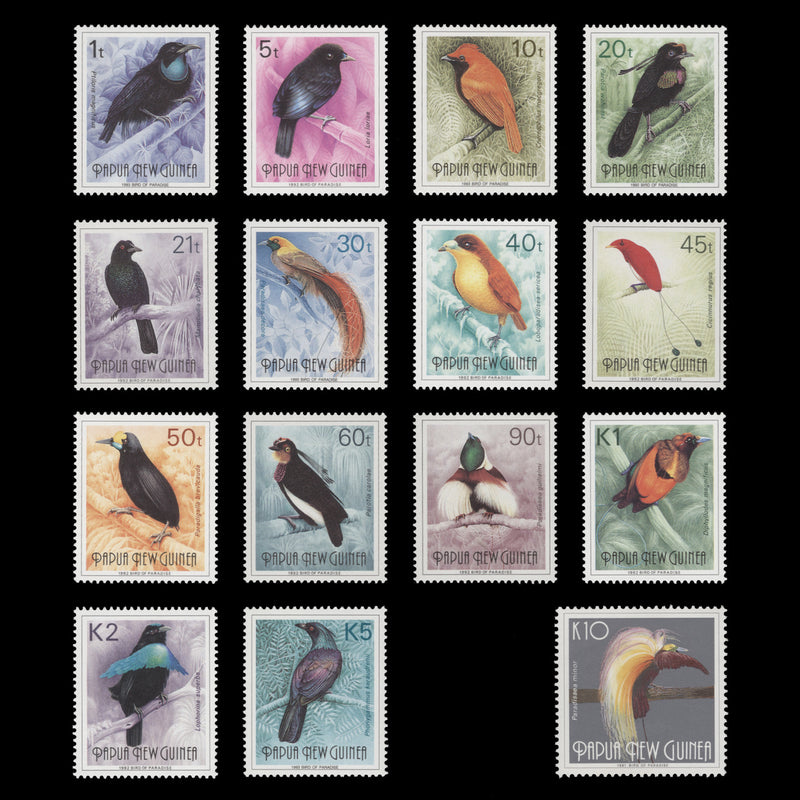 Papua New Guinea 1991-93 (MNH) Birds of Paradise definitives, original printings