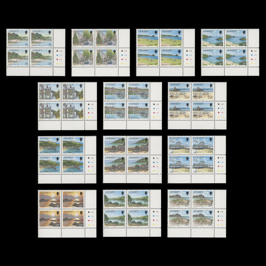 Jersey 1989 (MNH) Scenic Definitives plate 1A–1A–1A–1A blocks
