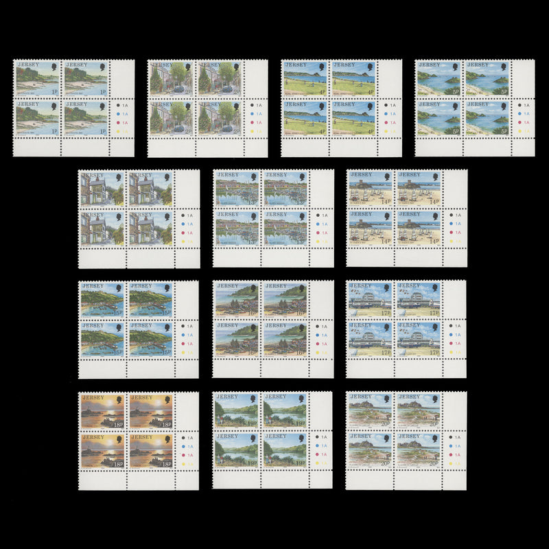 Jersey 1989 (MNH) Scenic Definitives plate 1A–1A–1A–1A blocks