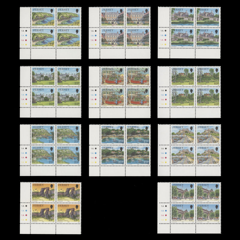 Jersey 1989 (MNH) Scenic Definitives plate 1A–1A–1A–1A blocks