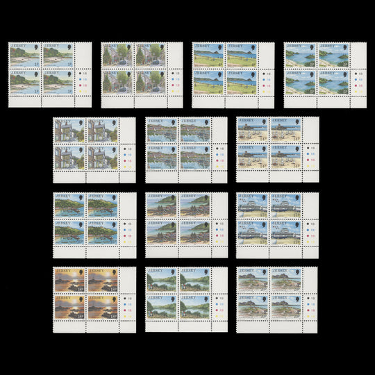 Jersey 1989 (MNH) Scenic Definitives plate 1B–1B–1B–1B blocks
