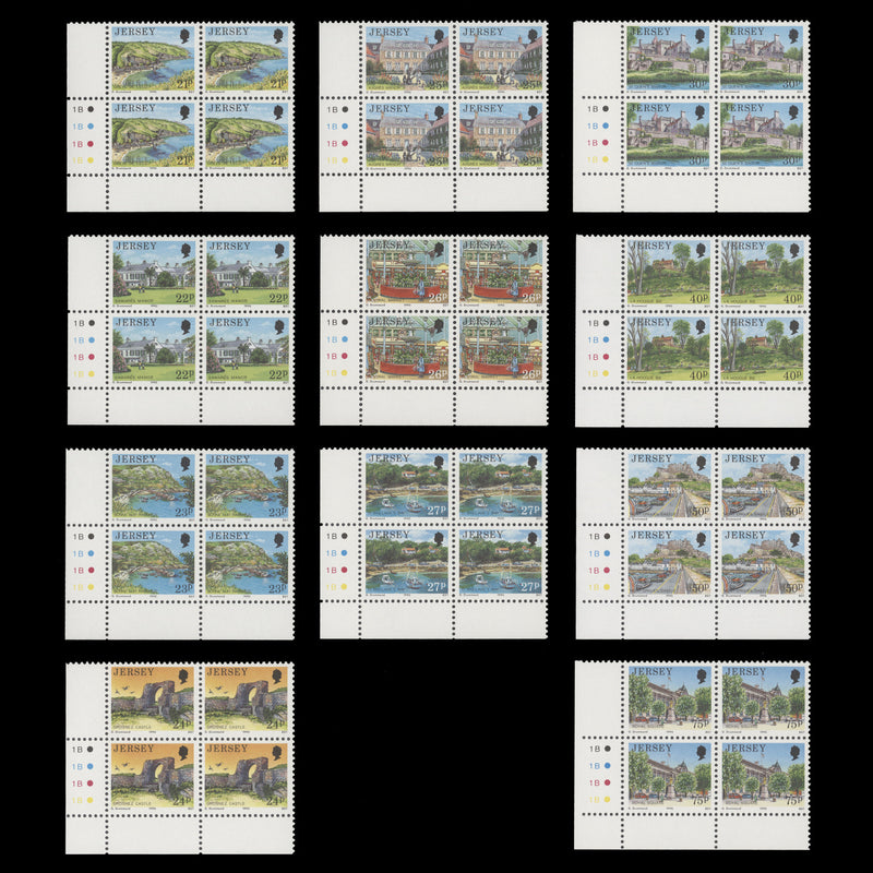 Jersey 1989 (MNH) Scenic Definitives plate 1B–1B–1B–1B blocks