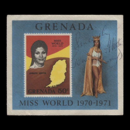 Grenada 1971 (MNH) Miss World miniature sheet signed by Jennifer Hosten