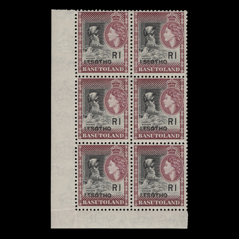 Lesotho 1966 (Variety) R1 Goat Shearing block with 'LSEOTHO' overprint