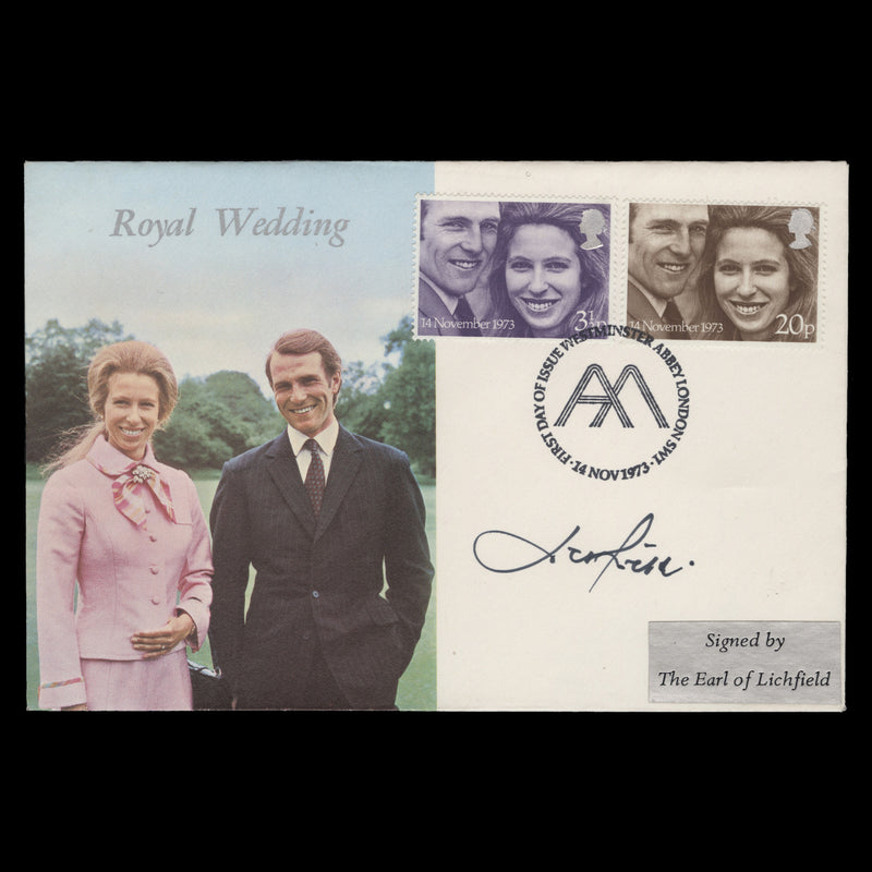 Great Britain 1973 Royal Wedding FDC signed by the Earl of Lichfield