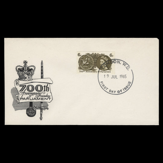 Great Britain 1965 (FDC) 6d Parliament phosphor, LONDON
