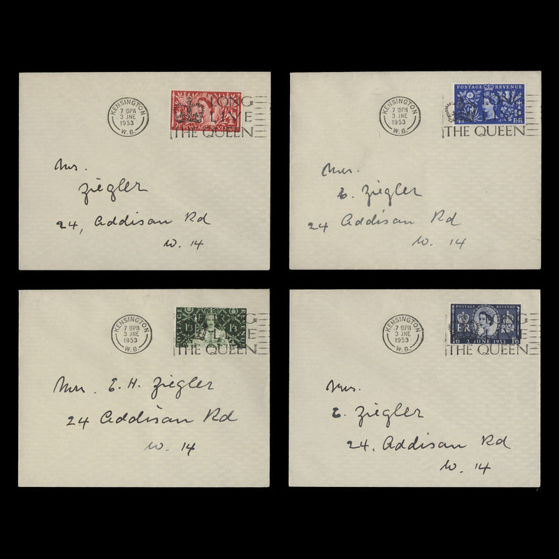 Great Britain 1953 Coronation first day covers, KENSINGTON