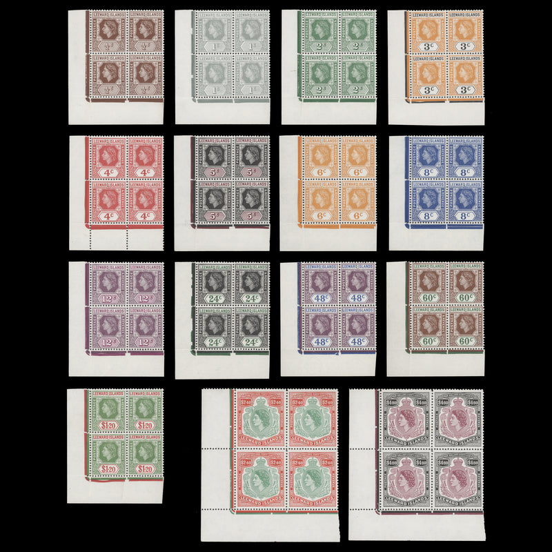 Leeward Islands 1954 (MNH) Definitives blocks