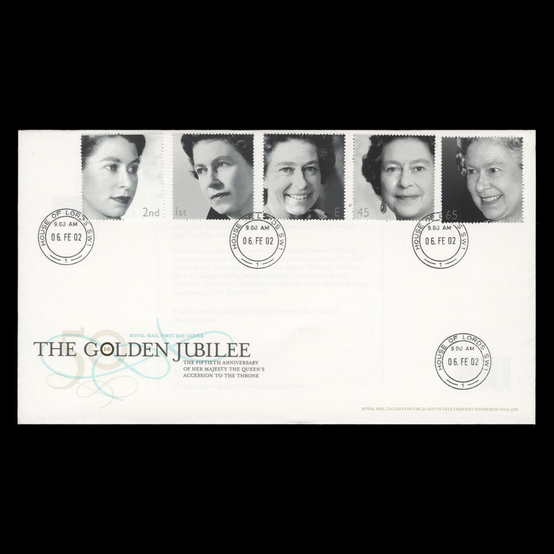 Great Britain 2002 Golden Jubilee first day cover, HOUSE OF LORDS