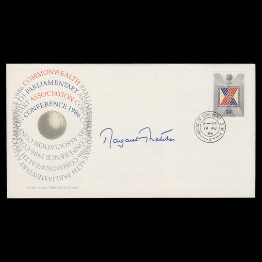 Great Britain 1986 Parliamentary Conference FDC signed by Margaret Thatcher