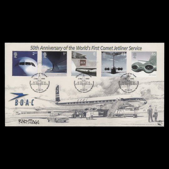 Great Britain 2002 Airliners first day cover signed by Robert Armitage