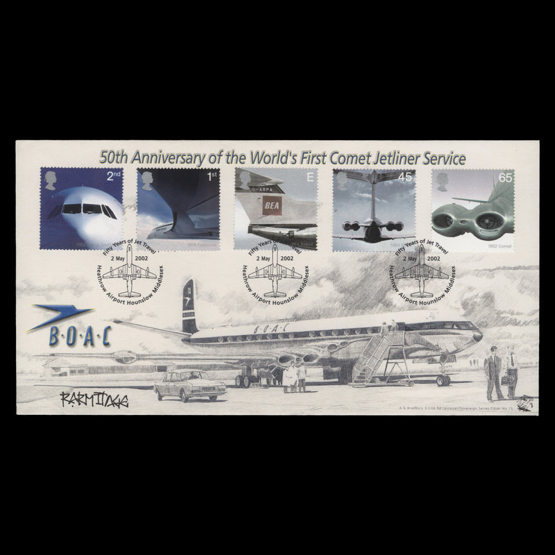 Great Britain 2002 Airliners FDC signed by artist Robert Armitage
