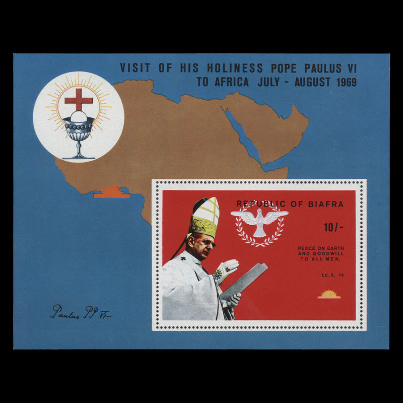 Biafra 1969 (MNH) 10s Visit of Pope Paul VI miniature sheet