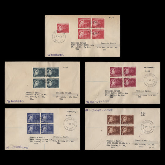 South West Africa 1953 Coronation first day covers, WINDHOEK