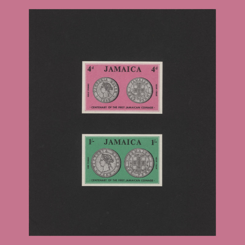 Jamaica 1969 Coinage Centenary imperf essays with pre-decimal values