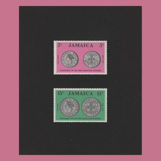 Jamaica 1969 Coinage Centenary imperf essays with pre-decimal values
