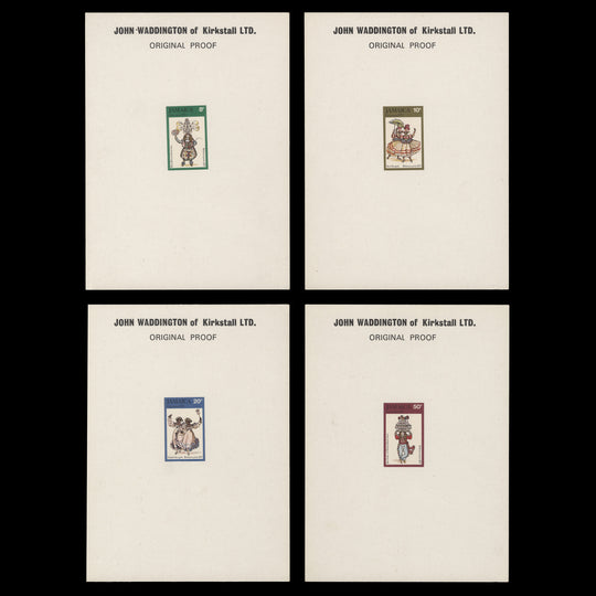 Jamaica 1975 Christmas original imperf proofs on presentation cards