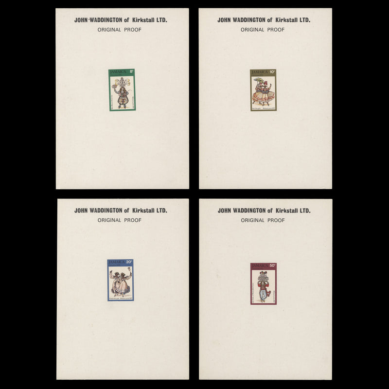 Jamaica 1975 Christmas original imperf proofs on presentation cards