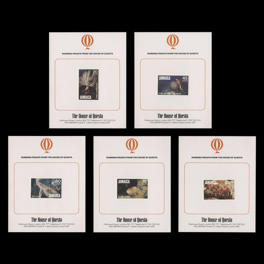 Jamaica 1982 Marine Life imperf running proofs on presentation cards