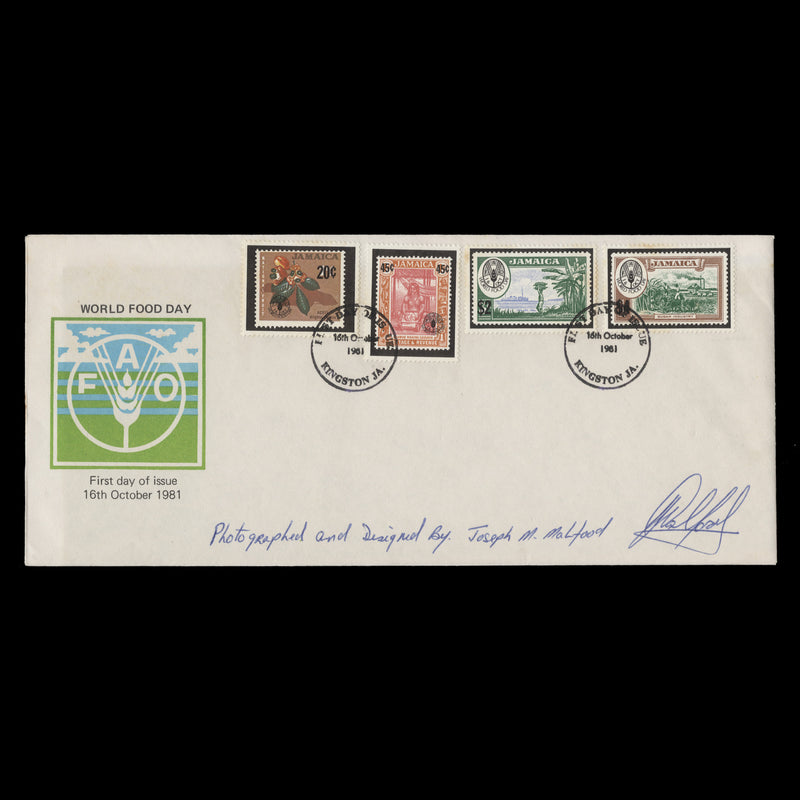 Jamaica 1981 World Food Day first day cover signed by designer