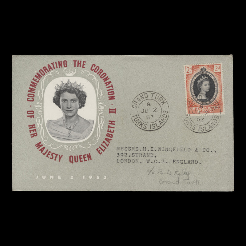 Turks & Caicos Islands 1953 (FDC) 2d Coronation, GRAND TURK
