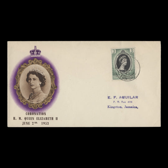 Trinidad & Tobago 1953 (FDC) 3c Coronation, PORT OF SPAIN