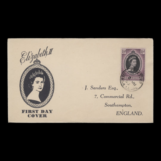 Sierra Leone 1953 (FDC) 1½d Coronation, FREETOWN