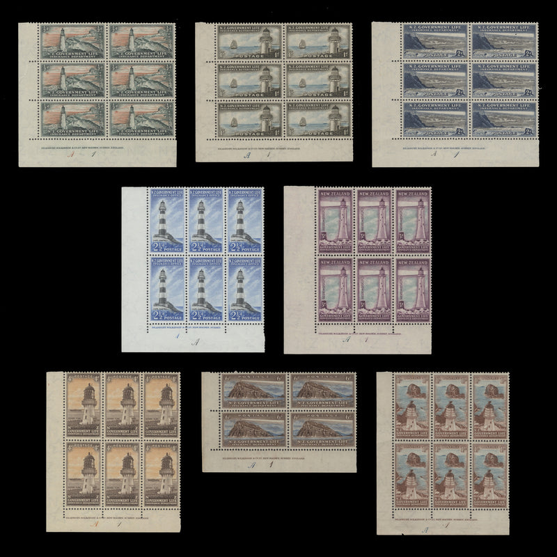 New Zealand 1947-63 (MLH) Life Insurance imprint/plate blocks