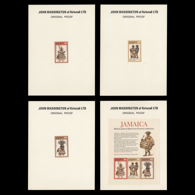 Jamaica 1976 Christmas original imperf proofs on presentation cards