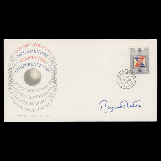 Great Britain 1986 Parliamentary Conference FDC signed by Margaret Thatcher