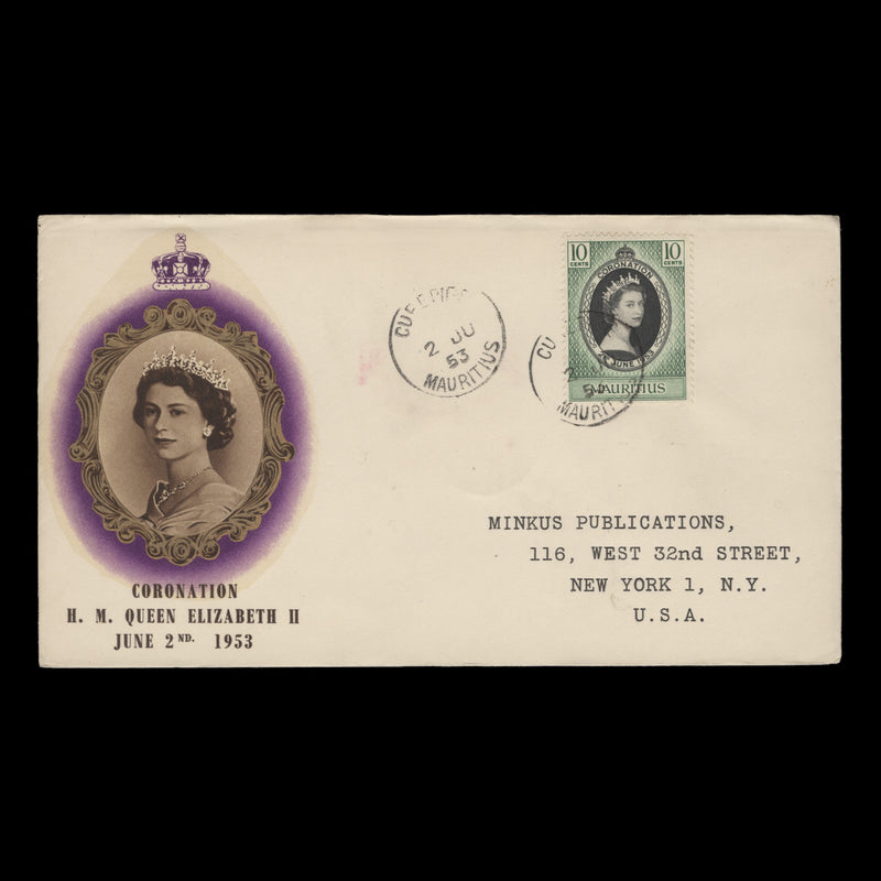 Mauritius 1953 (FDC) 10c Coronation, CUREPIPE