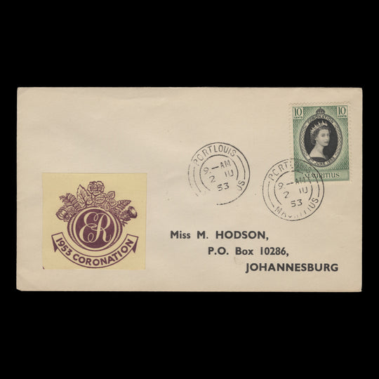 Mauritius 1953 (FDC) 10c Coronation, PORTLOUIS