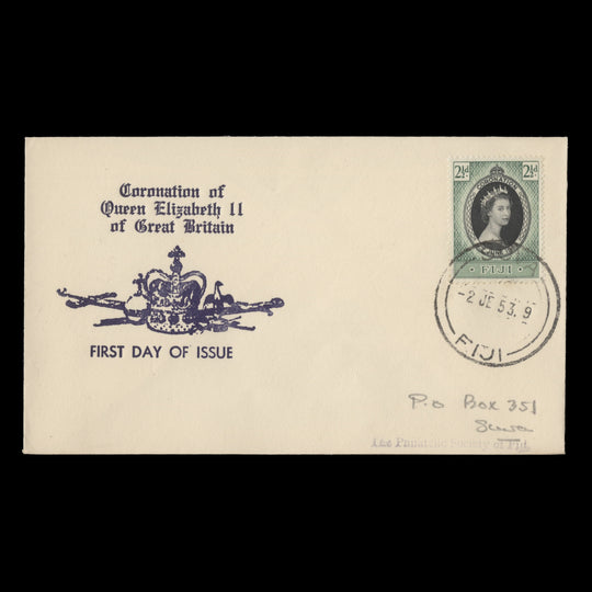 Fiji 1953 (FDC) 2½d Coronation, SUVA