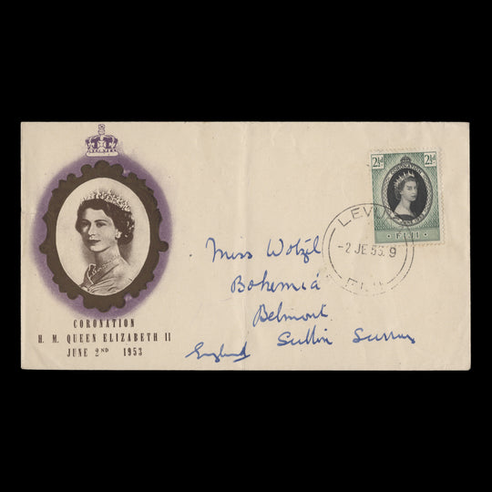 Fiji 1953 (FDC) 2½d Coronation, LEVUKA